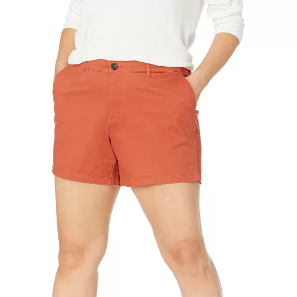 Amazon Essentials Womens 5 Inch Inseam Chino Short Available in Plus SizeRust Orange