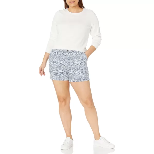 Amazon Essentials Womens 5 Inch Inseam Chino Short Available in Plus SizeWhiteBlue Ripple Print