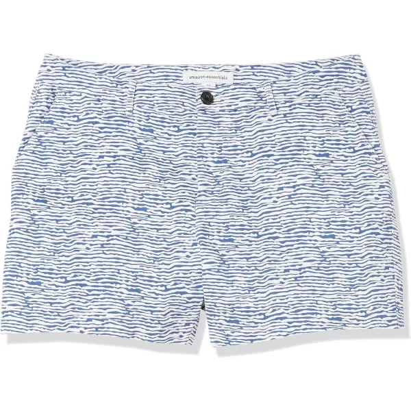 Amazon Essentials Womens 5 Inch Inseam Chino Short Available in Plus SizeWhiteBlue Ripple Print