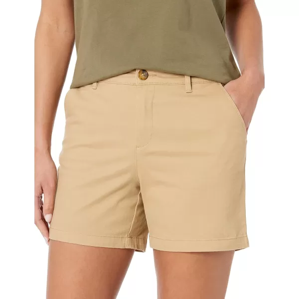 Amazon Essentials Womens 5 Inseam Chino ShortCurvy Khaki Brown