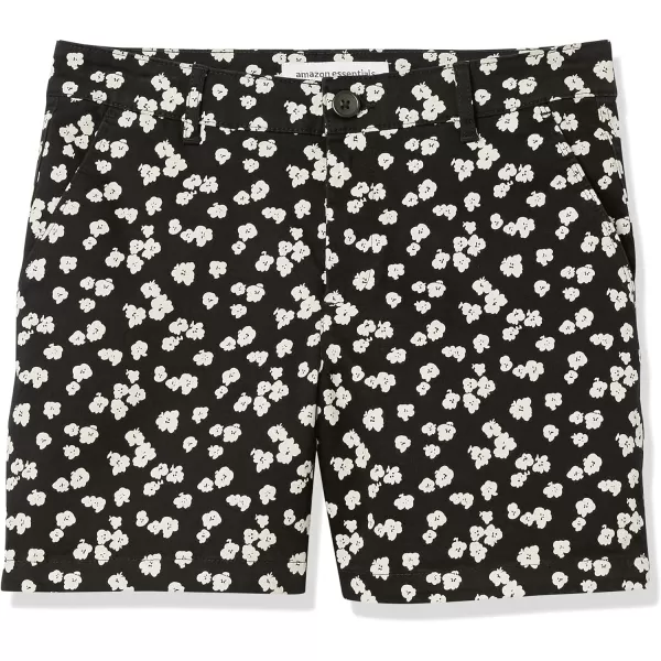 Amazon Essentials Womens 5 Inseam Chino ShortStraight Black Scandi Floral