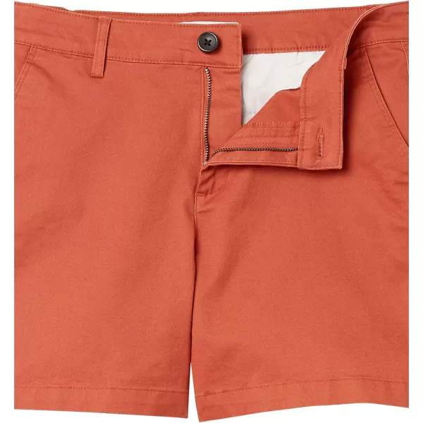 Amazon Essentials Womens 5 Inseam Chino ShortStraight Brick Red