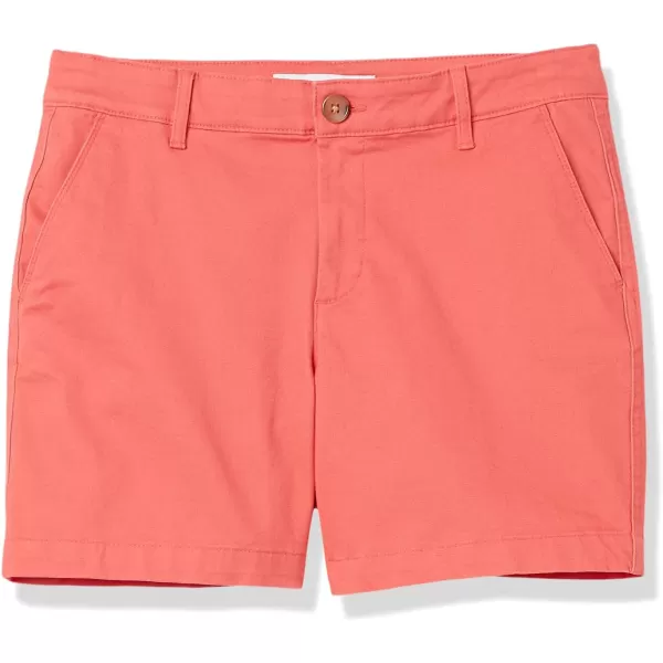 Amazon Essentials Womens 5 Inseam Chino ShortStraight Coral Pink