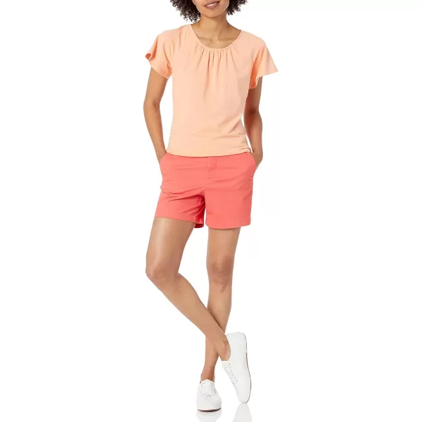 Amazon Essentials Womens 5 Inseam Chino ShortStraight Coral Pink