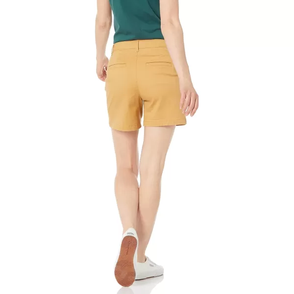 Amazon Essentials Womens 5 Inseam Chino ShortStraight Dark Yellow