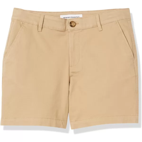 Amazon Essentials Womens 5 Inseam Chino ShortStraight Khaki Brown