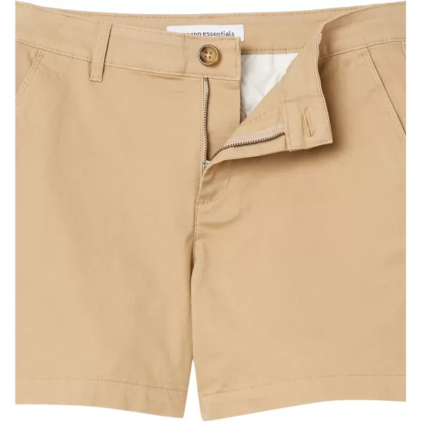 Amazon Essentials Womens 5 Inseam Chino ShortStraight Khaki Brown