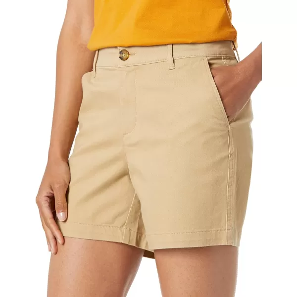 Amazon Essentials Womens 5 Inseam Chino ShortStraight Khaki Brown