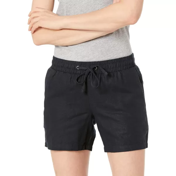 Amazon Essentials Womens 5 Inseam Drawstring Linen Blend Short Available in Plus SizeBlack