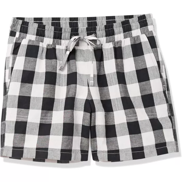 Amazon Essentials Womens 5 Inseam Drawstring Linen Blend Short Available in Plus SizeBlackWhite Buffalo Check