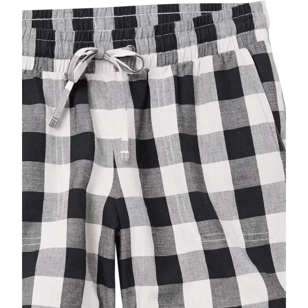 Amazon Essentials Womens 5 Inseam Drawstring Linen Blend Short Available in Plus SizeBlackWhite Buffalo Check