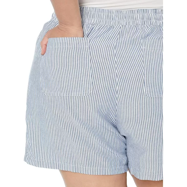 Amazon Essentials Womens 5 Inseam Drawstring Linen Blend Short Available in Plus SizeBlue White Stripe