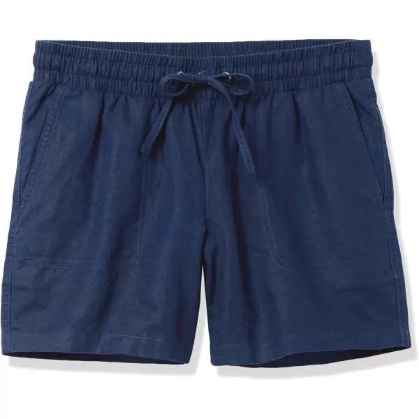 Amazon Essentials Womens 5 Inseam Drawstring Linen Blend Short Available in Plus SizeDark Blue