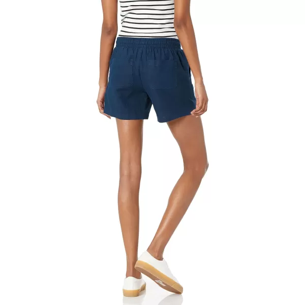 Amazon Essentials Womens 5 Inseam Drawstring Linen Blend Short Available in Plus SizeDark Blue