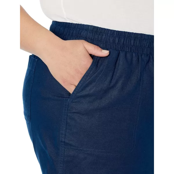 Amazon Essentials Womens 5 Inseam Drawstring Linen Blend Short Available in Plus SizeDark Blue