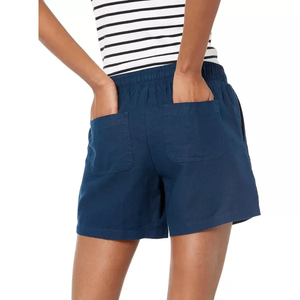 Amazon Essentials Womens 5 Inseam Drawstring Linen Blend Short Available in Plus SizeDark Blue