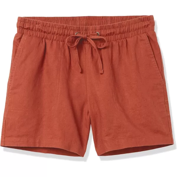 Amazon Essentials Womens 5 Inseam Drawstring Linen Blend Short Available in Plus SizeTerracotta