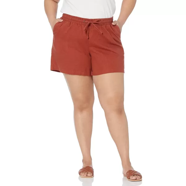 Amazon Essentials Womens 5 Inseam Drawstring Linen Blend Short Available in Plus SizeTerracotta