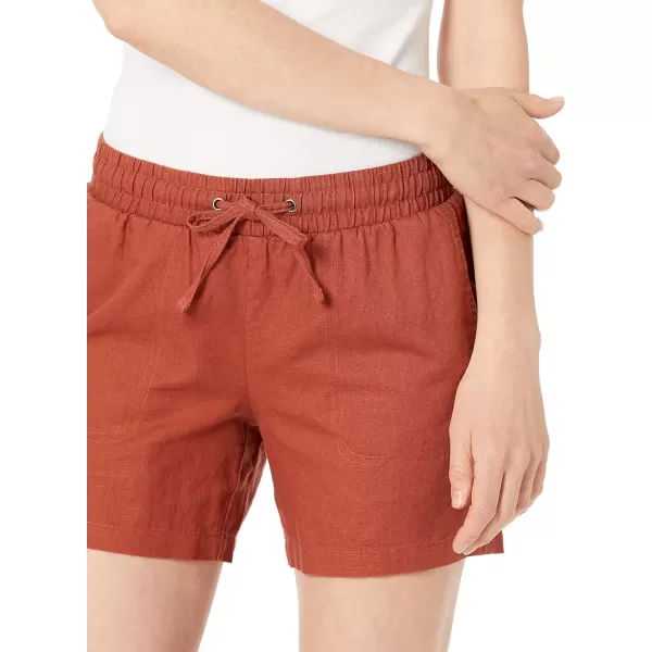 Amazon Essentials Womens 5 Inseam Drawstring Linen Blend Short Available in Plus SizeTerracotta