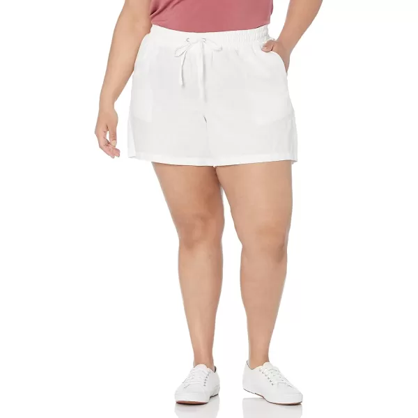 Amazon Essentials Womens 5 Inseam Drawstring Linen Blend Short Available in Plus SizeWhite