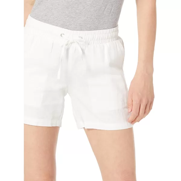 Amazon Essentials Womens 5 Inseam Drawstring Linen Blend Short Available in Plus SizeWhite