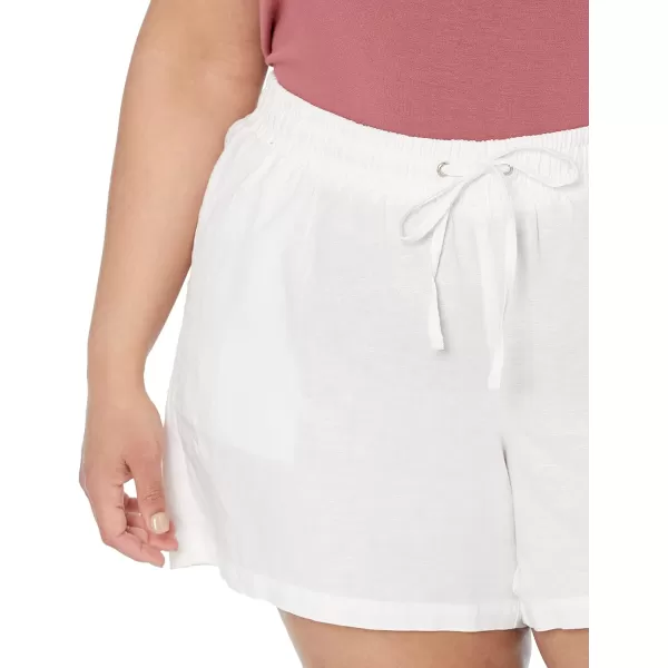 Amazon Essentials Womens 5 Inseam Drawstring Linen Blend Short Available in Plus SizeWhite