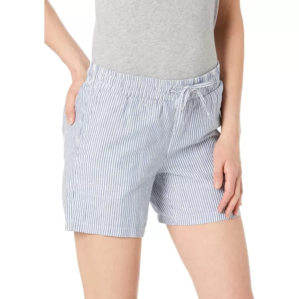 Amazon Essentials Womens 5 Inseam Drawstring Linen Blend Short Available in Plus SizeWhite Stripe