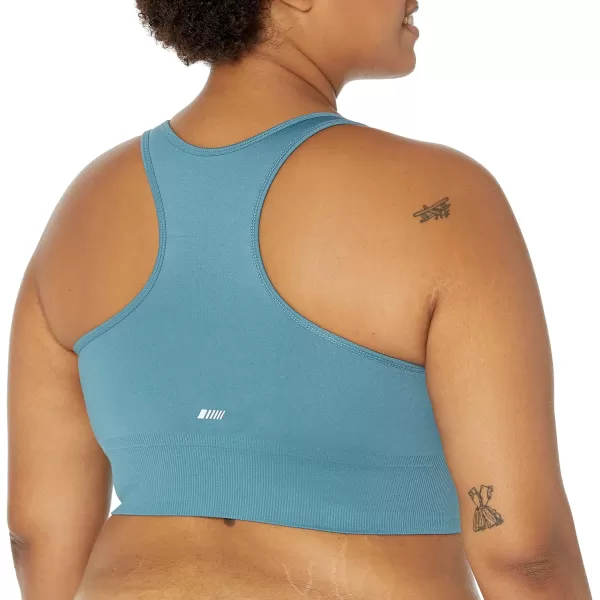 Amazon Essentials Womens Active Low Impact Longline Seamless Sports Bra Available in Plus Size Pack of 22 Teal BlueLight Grey