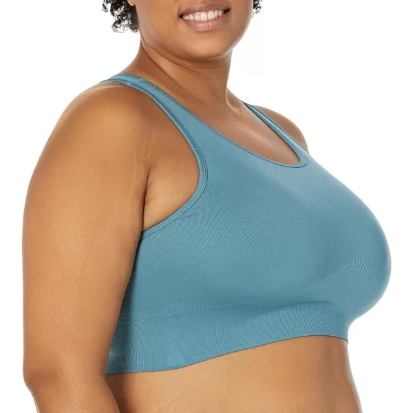 Amazon Essentials Womens Active Low Impact Longline Seamless Sports Bra Available in Plus Size Pack of 22 Teal BlueLight Grey