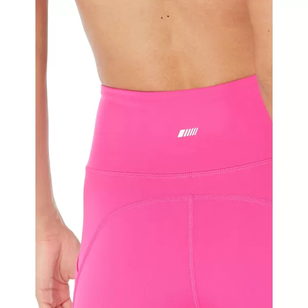 Amazon Essentials Womens Active Sculpt High Rise 7 Bike Shorts with PocketsNeon Pink