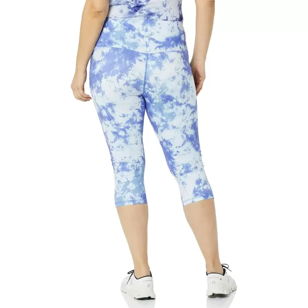 Amazon Essentials Womens Active Sculpt High Rise Capri Legging Available in Plus SizeBlue Sky Print