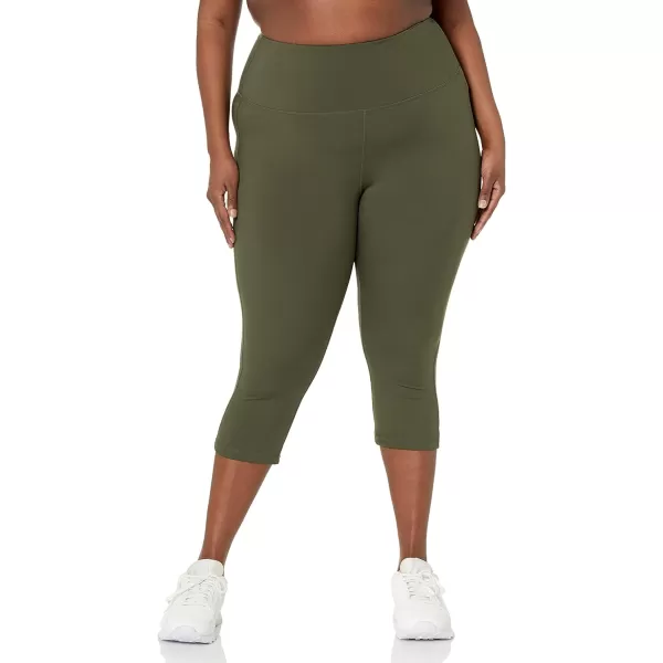 Amazon Essentials Womens Active Sculpt High Rise Capri Legging Available in Plus SizeOlive