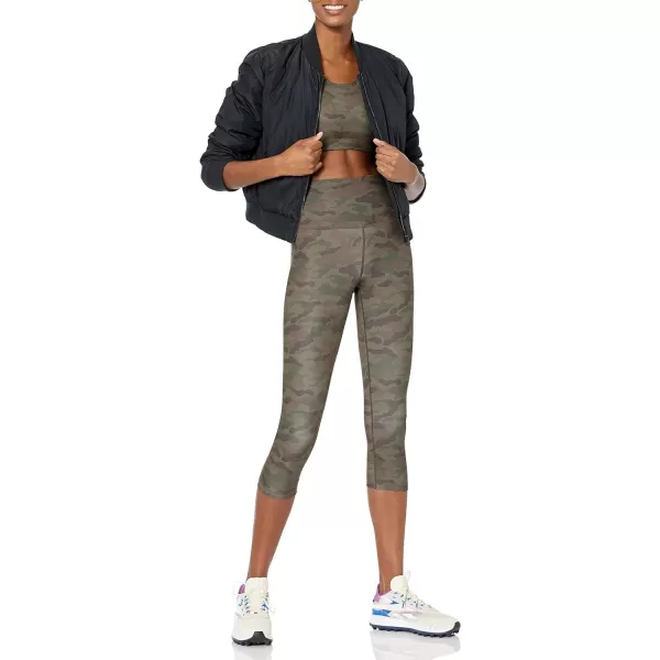 Amazon Essentials Womens Active Sculpt High Rise Capri Legging Available in Plus SizeOlive Camo