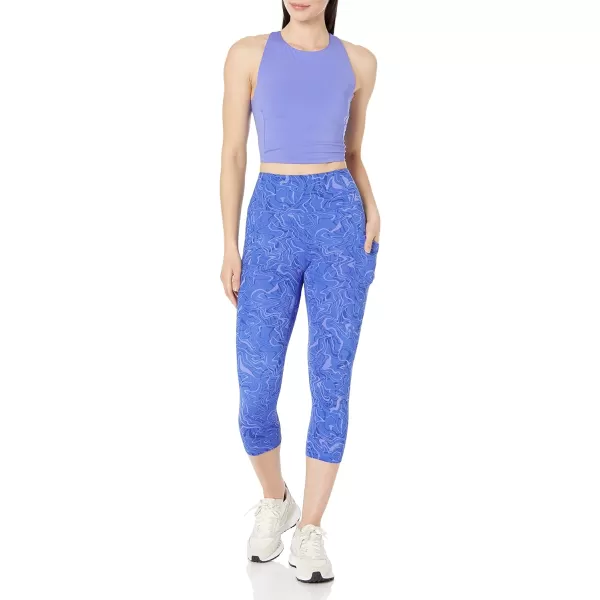 Amazon Essentials Womens Active Sculpt High Rise Capri Legging with Pockets Available in Plus SizeMulticolor Marble