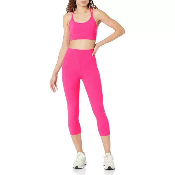 Amazon Essentials Womens Active Sculpt High Rise Capri Legging with Pockets Available in Plus SizeNeon Pink