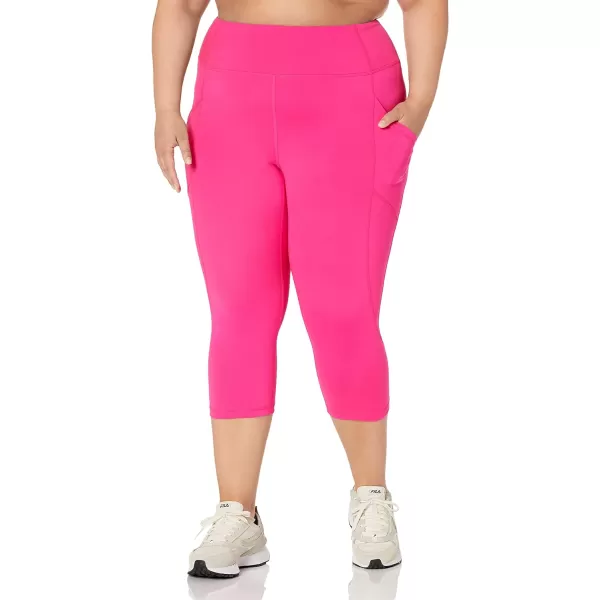 Amazon Essentials Womens Active Sculpt High Rise Capri Legging with Pockets Available in Plus SizeNeon Pink