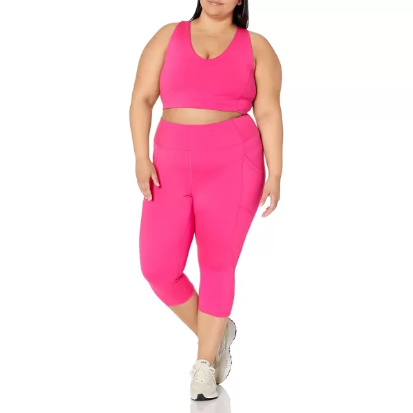 Amazon Essentials Womens Active Sculpt High Rise Capri Legging with Pockets Available in Plus SizeNeon Pink