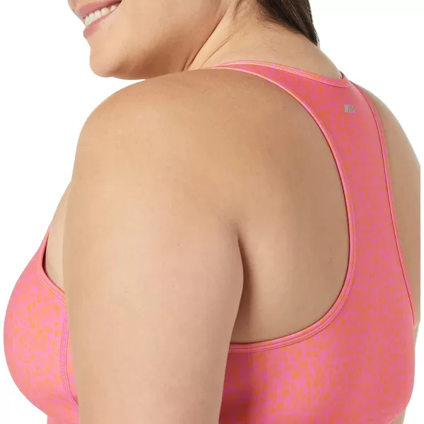 Amazon Essentials Womens Active Sculpt Medium Support Racerback Sports BraPink Abstract Floral