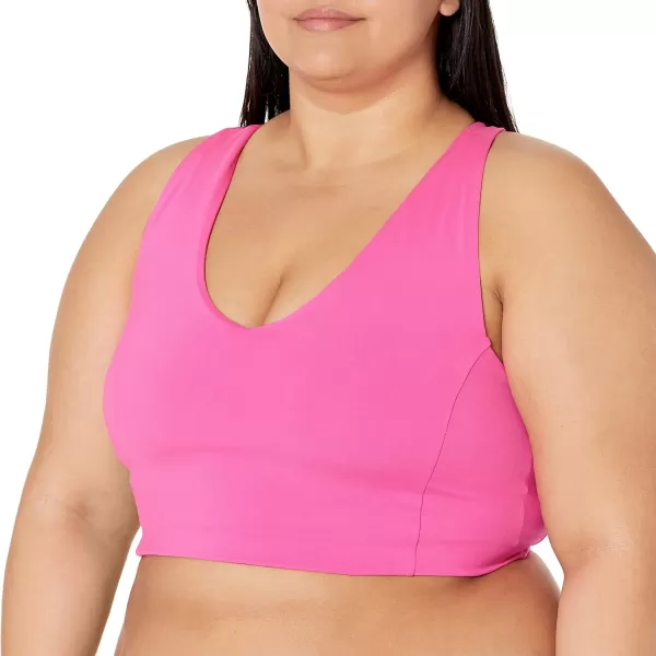 Amazon Essentials Womens Active Sculpt VNeck Sports Bra Available in Plus SizeNeon Pink