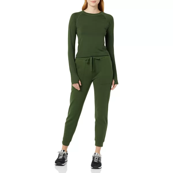 Amazon Essentials Womens Active Seamless LongSleeve TShirtDark Olive