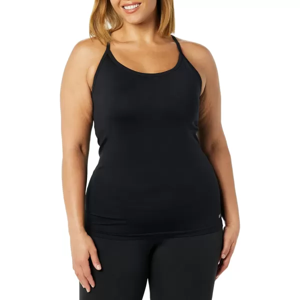 Amazon Essentials Womens Active Seamless SlimFit Racerback Tank with Builtin BraBlack