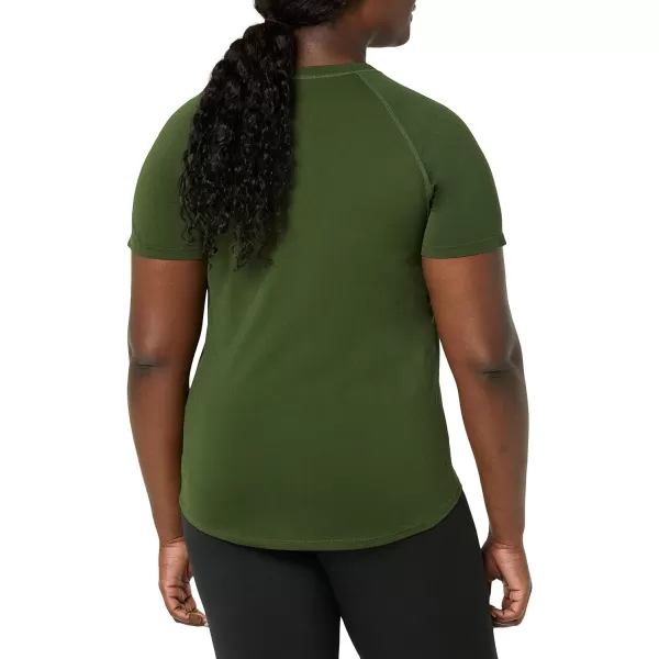 Amazon Essentials Womens Active Seamless SlimFit ShortSleeve TShirtDark Olive