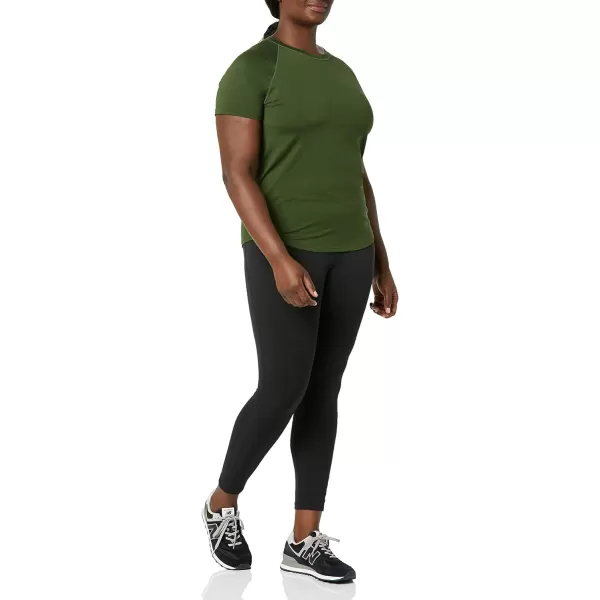Amazon Essentials Womens Active Seamless SlimFit ShortSleeve TShirtDark Olive