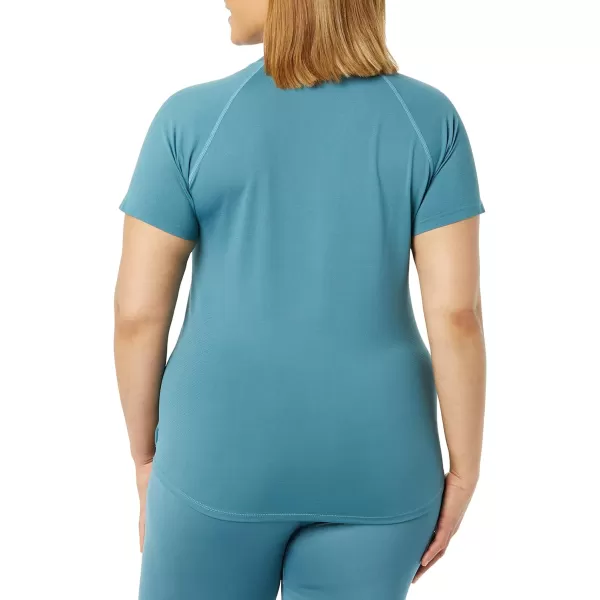 Amazon Essentials Womens Active Seamless SlimFit ShortSleeve TShirtTeal Blue