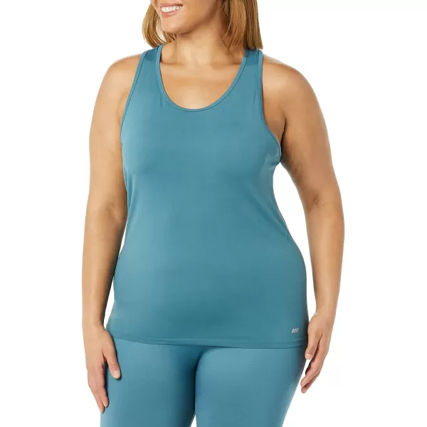 Amazon Essentials Womens Active Seamless StandardFit Racerback Tank Pack of 2Teal BlueLight Grey