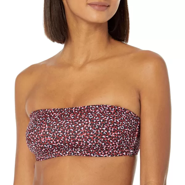 Amazon Essentials Womens Bandeau Swim Top Available in Plus SizeBrick Red Leopard