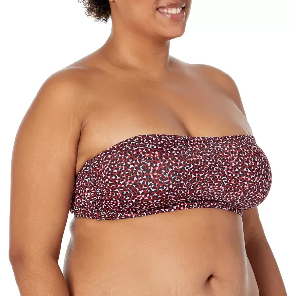 Amazon Essentials Womens Bandeau Swim Top Available in Plus SizeBrick Red Leopard