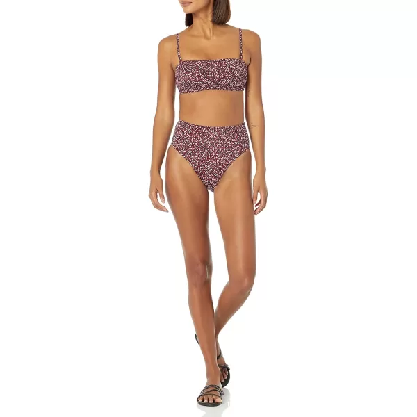 Amazon Essentials Womens Bandeau Swim Top Available in Plus SizeBrick Red Leopard