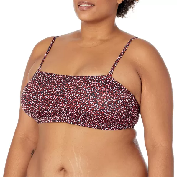 Amazon Essentials Womens Bandeau Swim Top Available in Plus SizeBrick Red Leopard