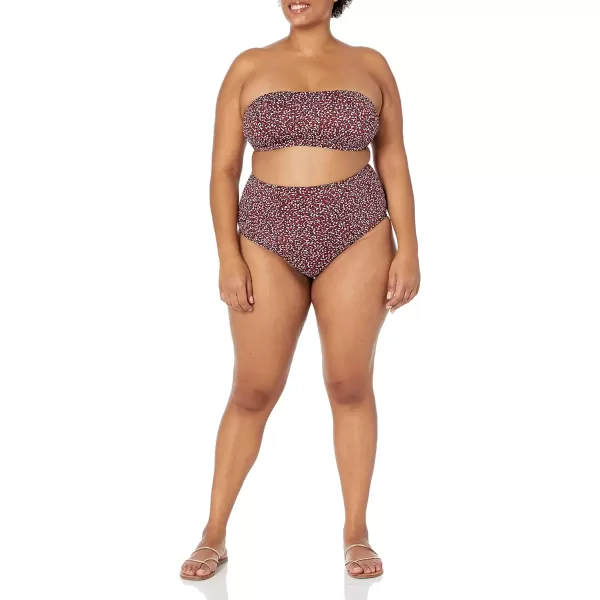 Amazon Essentials Womens Bandeau Swim Top Available in Plus SizeBrick Red Leopard